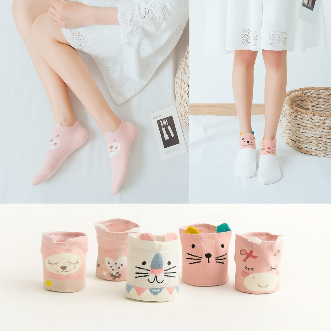 5 paires de chaussettes coeur Love et Nounours
