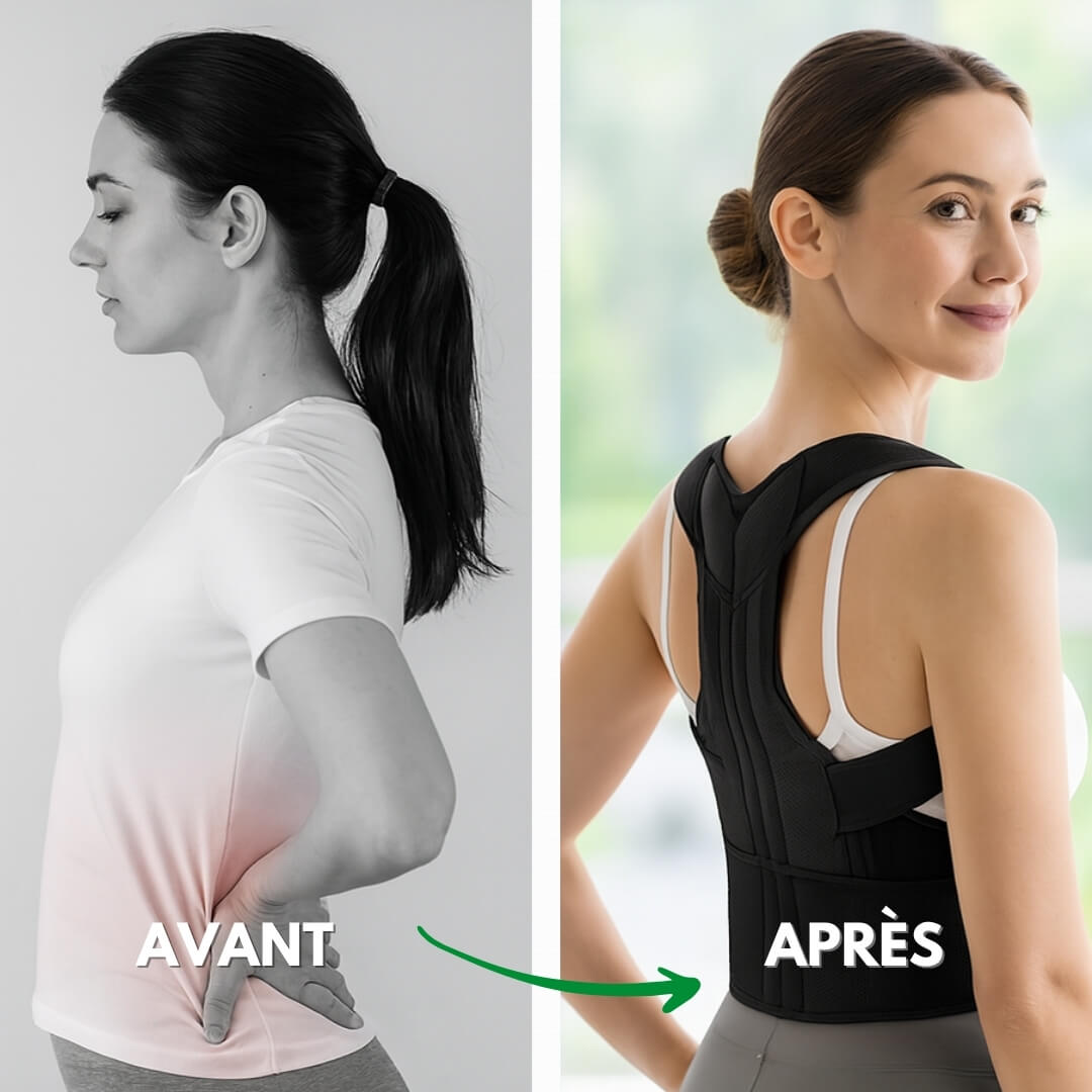 PostureLine™ – Correcteur de posture efficace en 10 jours, ajustable avec soutien dorsal et lombaire